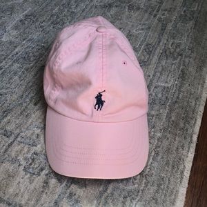 Pink POLO hat with leather back